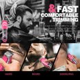 thumbnail image 4 of DSP Beard Trimmer: Cordless, Rechargeable, Zero Gap, Stainless Blades, 2.5H Charge, 120M Runtime, 3 Combs, Ideal for Men & Barber (Pink Trimmer), 4 of 5