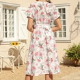 thumbnail image 4 of QIPOPIQ Robes Midi pour Femmes à Étages à Manches Courtes Robes Décontractées Tendance Robe Bandage d'Été Robe Aguichant à Imprimé Floral Offres 2023, 4 of 4
