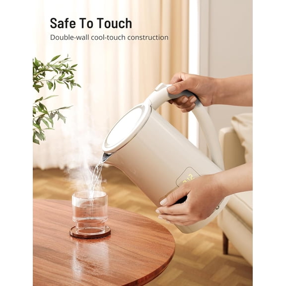 Paris Rhône Electric Kettle with 6 Temperature Settings and Digital Display, 1.7L Cordless Stainless Steel Tea Kettle