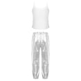 thumbnail image 2 of TiaoBug Kids Girls Gymnastics Sports Workout Clothes Set Sequins Tank Top with Pants Ballet Dance Performance Costume Silver 10, 2 of 7