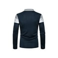 thumbnail image 3 of Wangsaura Men?s Shirt, Long Sleeve Turn-down Collar Contrast Color Striped Fall Tops, 3 of 9