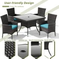 thumbnail image 5 of ALAULM 5 Pieces Patio Dining Set Outdoor Rattan Furniture with Square Glass Tabletop 4 Chairs with Cushions for Patio, Backyard Outdoor Kitchen Lawn & Garden Blue, 5 of 8