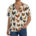 thumbnail image 3 of KLL Roosters and Chickens Print Men's Shirt Short Sleeve Button Down Summer Cuba Beach Shirts- Small, 3 of 7