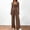 Brown, variant on 2 Piece Outfits for Women Long Sleeve Wrap V Neck Top Pleated Wide Leg Pants Set Casual Elegant Lounge Matching Suits Khaki L
