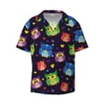 thumbnail image 2 of Lsque Owls And Hearts print Men's Cuban Collar Short Sleeve Shirt Summer Beachwear Casual Button Down Fashionable Vacation Leisure Shirt-3X-Large, 2 of 7