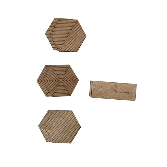 Portavasos de madera hexágonos Kanija Grabados