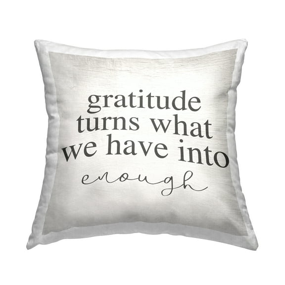 Stupell Industries Gratitude Into Enough Inspirational Family Home Word Design Country Beige,18 x 7 x 18 Decorative Pillows