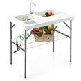 thumbnail image 5 of Biotree 2-in-1 Folding Fish Cleaning Table with Sink and Faucet Portable Fish Fillet Station for Outdoor Fishing, White, 5 of 12