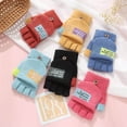 thumbnail image 5 of Gants pour Enfants Automne et Hiver Chauds Épaissis Flip Up Plus Velours Tricoté Résistant au Froid Demi-Doigts Gants pour Ongles, 5 of 5