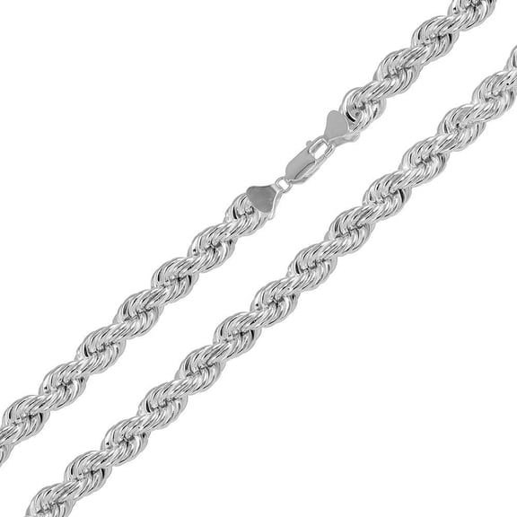 High Polished 925 Sterling Silver Hollow Rope Chains 6.5mm Made in Italy 30" Jewelry Female Unisex
