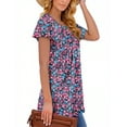 thumbnail image 4 of Fantaslook Womens Blouses Dressy Casual Pleated Tunic Tops Floral Ruffle Sleeve Summer Shirts, 4 of 7