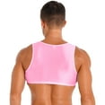 thumbnail image 5 of inhzoy Mens Sleeveless Y Back Half Crop Tank Top Muscle Tee T-Shirts Fitness Gym Sports Bra Vest Pink L, 5 of 8