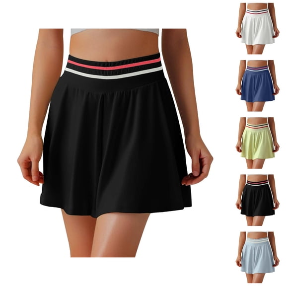 Color Block Tennis Skort for Women A Line Golf Skirt with Shorts Underneath Breathable Athletic Skorts