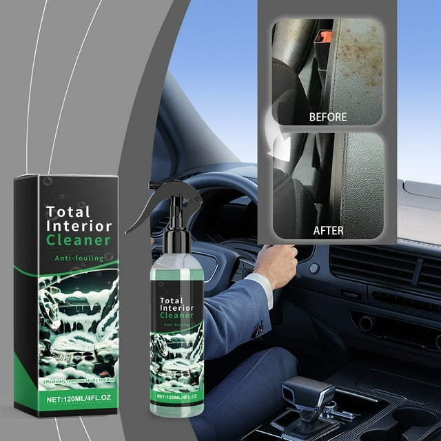 Car Interior Foam Cleaner Spray for Leather Fabric Plastic Multi-Surface Cleaner 120ml with Sponge and Cloth 3 Pack Bundle