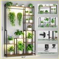 thumbnail image 5 of Plant Stand 71in Tall 8 Tier Heavy-Duty Metal with Grow Light | Walnut+Black | MDF+Metal, 5 of 7