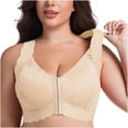 thumbnail image 5 of Riecok Womens Lace Front Closure Bras Plus Size Wireless Push Up Bralette Full Coverage Soft Everyday Bra Khaki L, 5 of 7