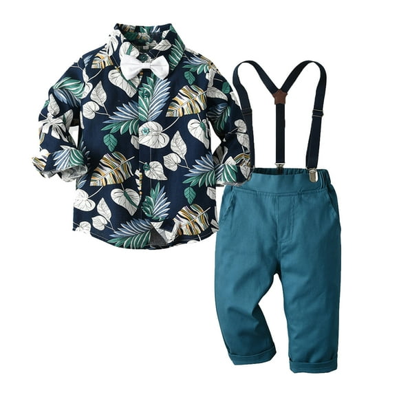 AJIWYH Ensembles d'Automne pour Garçons, Vêtements pour Tout-Petit Garçon Vêtements pour Bébé Garçon Chemise pour Bébé Ensemble Pantalon à Bretelles Tenue Marine, 3-6 Mois