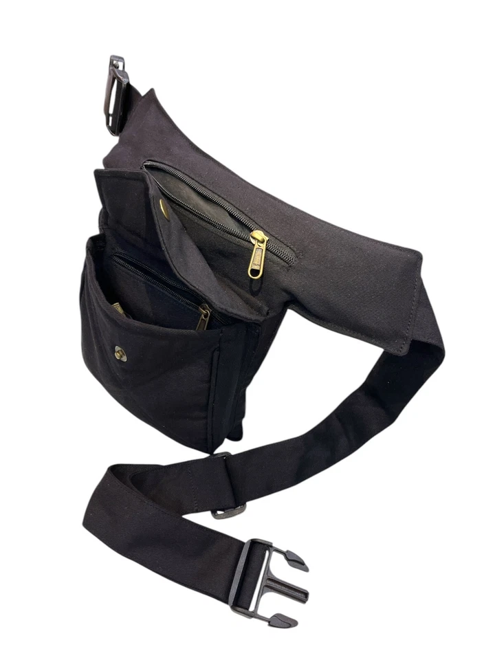 Narayani Crafts Unisex Fanny Pack Utility Waist Bag Cotton Canvas Hip Belt with Pouch Pockets