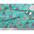 thumbnail image 3 of Soimoi Green Rayon Crepe Fabric Flying Bird & Floral Print Sewing Fabric BTY 46 Inch Wide, 3 of 3