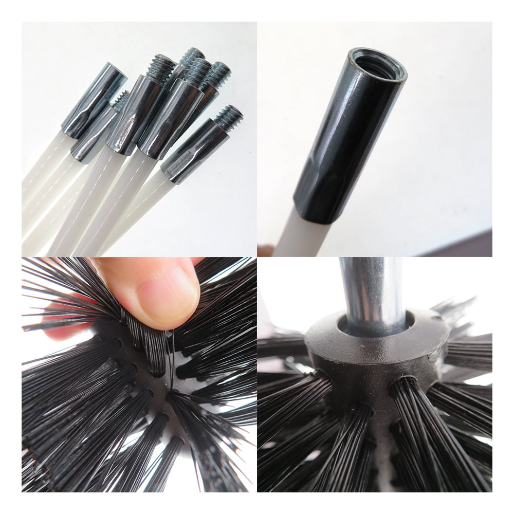 Dryer Vent Brush - Dryer Vent Cleaner Kit - Dryer Duct Cleaning Kit Chimney （6 * 410mm long rod+1 100mm brush head+1 hexagonal rod）