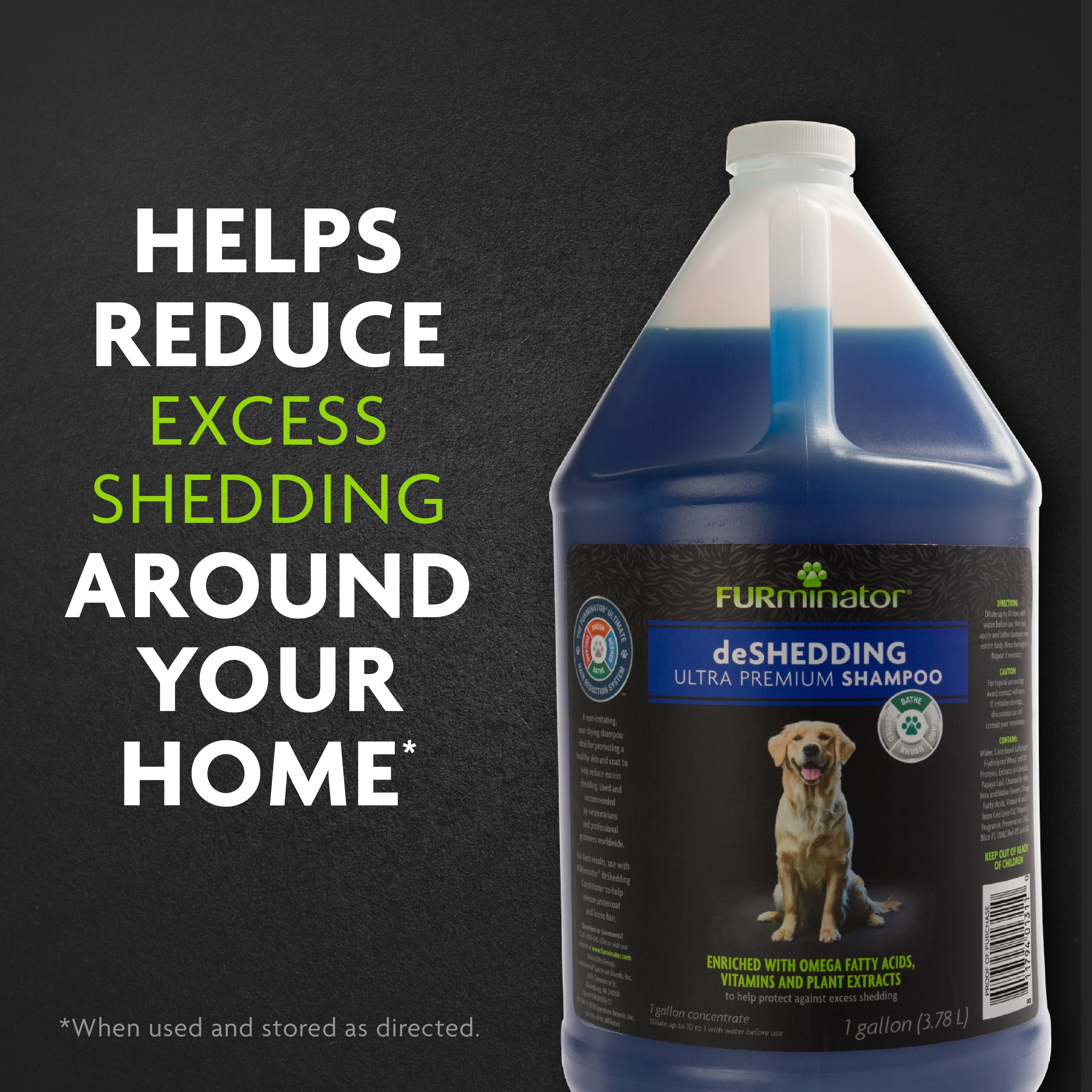 FURminator deShedding Ultra Premium Shampoo For Dogs, Includes Pump, 1 gal