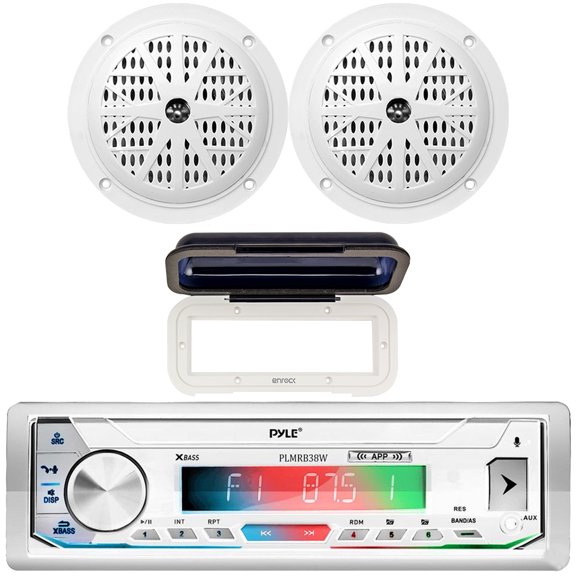 Pyle PLRMR23BTW Single DIN Bluetooth Marine MP3 Stereo Receiver, Spa ...