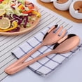 thumbnail image 3 of Large 12" Salad Servers Set Serving Spoon Spork 18/10 Stainless Steel - Rosegold, 3 of 11