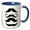 Blue/White, variant on 3drose, Four Black Mustaches, 15oz Two-tone Black Mug