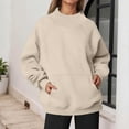 thumbnail image 5 of uvwlwu Women's Sweatshirt Neck Long Sleeve Loose Fit Soft Casual Kangaroo Pocket No Hood,XL, 5 of 6
