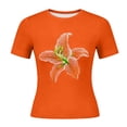 thumbnail image 4 of Gamivast Crop Tops for Women Short Sleeve Y2K Baby Tee Floral Graphic Print Shirts Casual Slim Fit Summer Basic T-Shirts Flattering Everyday Going Out Loungewear Top Orange S, 4 of 6