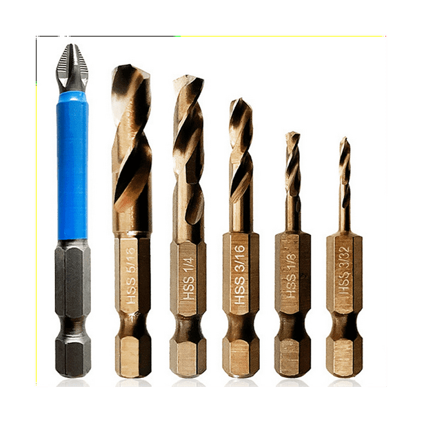 6Piece M35 Cobalt Stubby Drill Bit Set for Stainless Steel & Hard