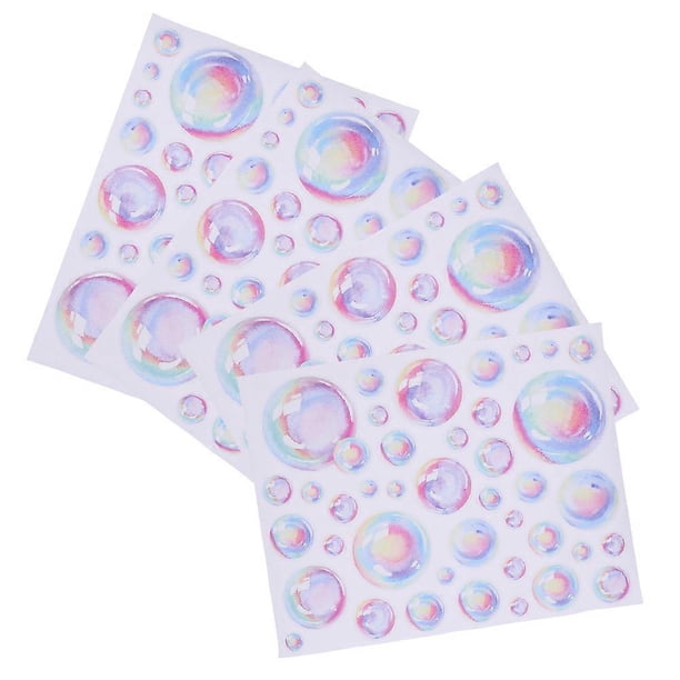 Ocean Bubble Stickers 4 Sheets, Self Adhesive Removable Wall Decals for Bathroom & Home Decor, Easy DIY Installation for Mermaid Themed Showers &