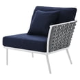 thumbnail image 6 of Lounge Sectional Sofa Chair Set, Navy White, Aluminum, Metal, Fabric, Modern Contemporary, Outdoor Patio Balcony Cafe Bistro Garden Furniture Hotel Hospitality, 6 of 10