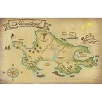 Inspired, Peter Pan, Neverland Map Poster for Home Decor Wall Art 12x18Inch,30x46cm Frameless Gift