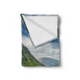 thumbnail image 2 of Scotland Soft Flannel Fleece Throw Blanket, Footpath into the Highland Vertical Shot Landscape Fluffy Clouds Dull Sky, Cozy Plush for Indoor and Outdoor Use, 60" x 80", Multicolor, by Ambesonne, 2 of 5