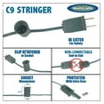 thumbnail image 2 of 200 Foot C9 Outdoor String Light Christmas Stringer - Patio String Lights - Intermediate Base (C9/E17) - 24" Spacing - Black Wire, 2 of 2