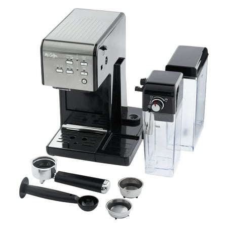 Mr. Coffee - One-Touch CoffeeHouse Espresso and Cappuccino Machine, Dark Stainless - Black