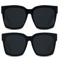 thumbnail image 1 of ANDWOOD Gafas de Sol Oversized Cuadradas para Mujer, Paquete de 2 en Negro, 1 of 6