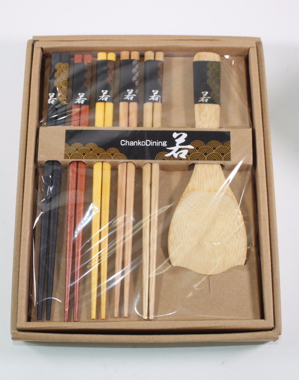 5 Pairs Japanese Chopsticks + Rice Paddle in a nice box Gift Set D13265