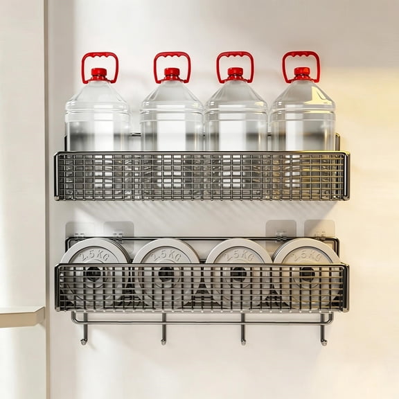 Storage Basket Wall Basket Kitchen Basket Metal Wire Mesh, for Seasoning Rack Toiletries Organizer, 10.2x5.9x5.1 Inch