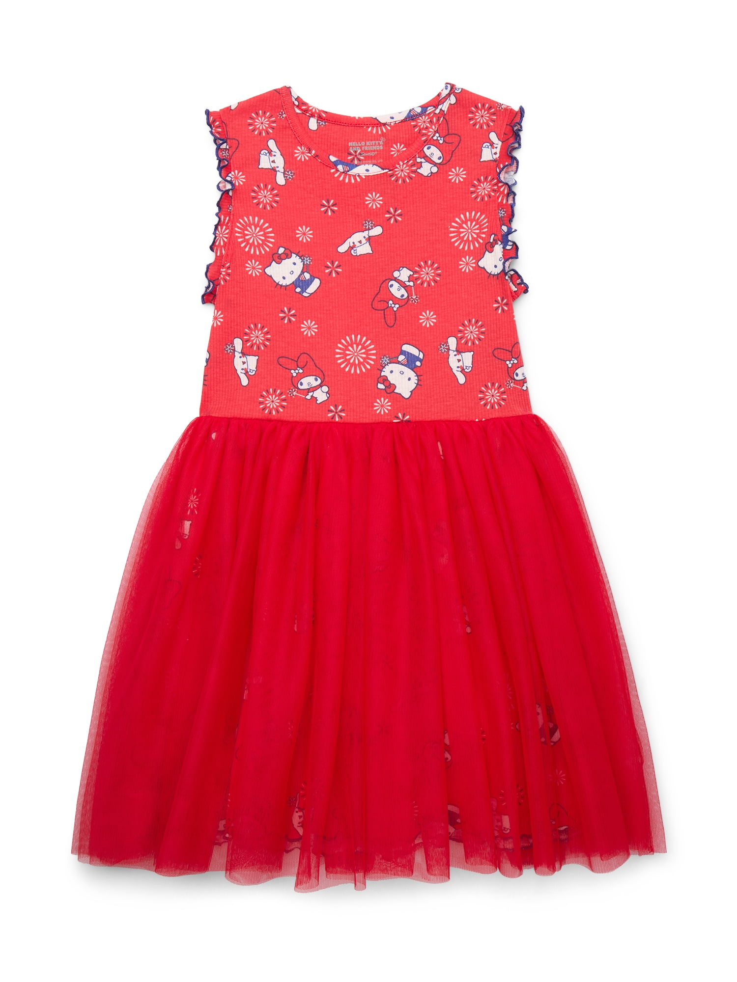Hello Kitty & Friends Girls Printed Tank Tulle Overlay Dress, Sizes 4-12