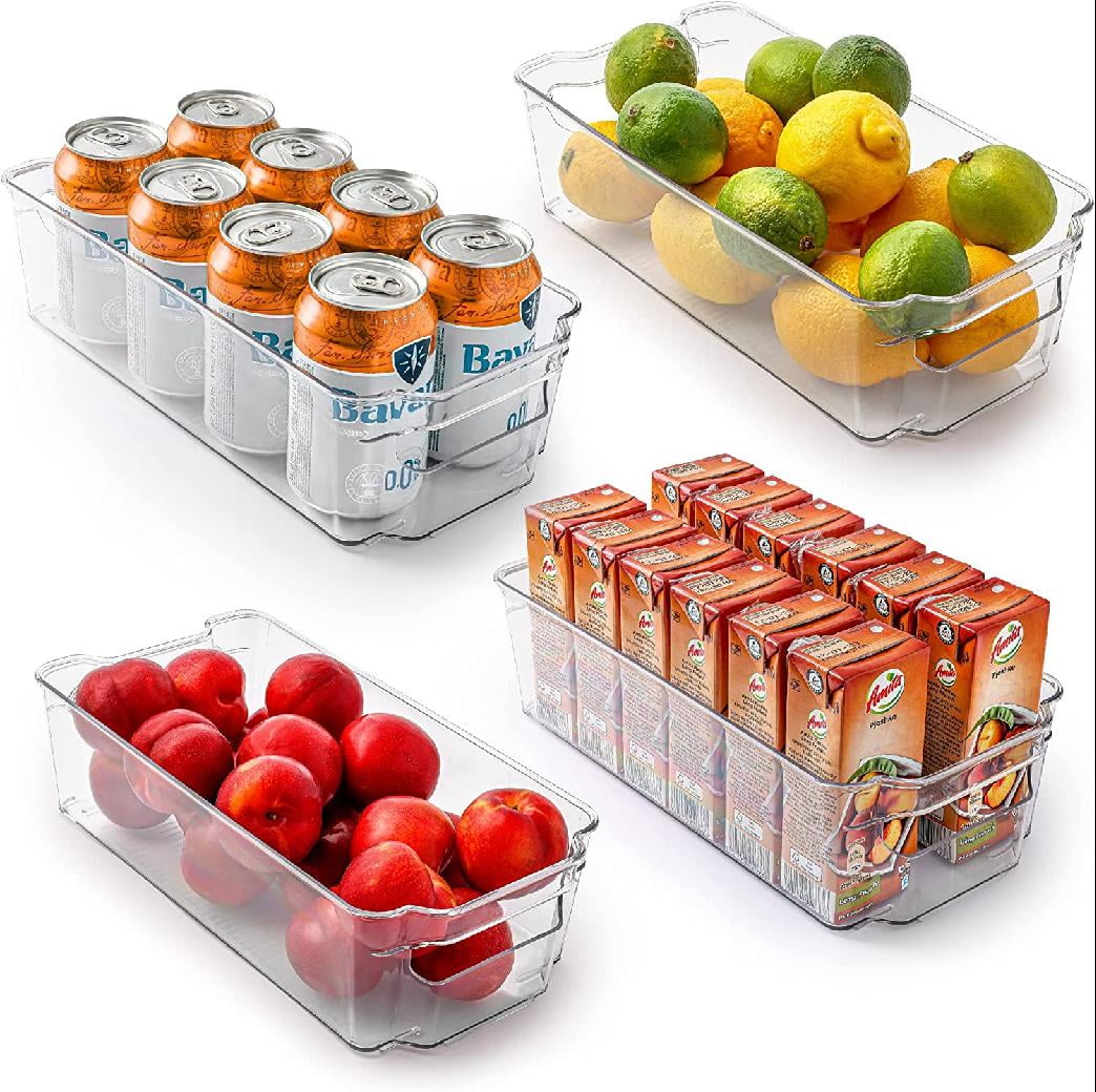 LotFancy Refrigerator Organizer Bins, 4 Pack,10x6x3 in, Clear Plastic  Storage Bins for Pantry Organization, Stackable Containers for Fridge,  Kitchen