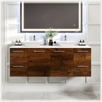 Eviva Luxurious 60 Inch Double Vessel Sink Vanity in Rosewood