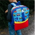 thumbnail image 3 of Wildkin Trains, Planes & Trucks Child, Teen Pack-It-All 15 Inch School & Travel Backpack in Blue for Boys, Front strap for attaching Wildkin's Clip-in Lunchbox, Generously sized exterior front pocket, 3 of 9