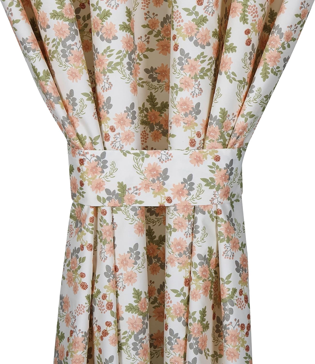 Chezmoi Collection 4-Piece Floral Window Curtain Set with Sheer Backing, Multicolor Pink Red Green Gray Floral Flowers Printed Microfiber, 120 inch x 84 inch