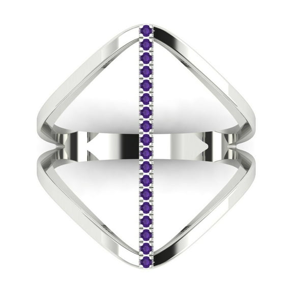 Statement Engagement Ring for Women - 0.09ct Natural Amethyst in 18K White Gold Promise Ring