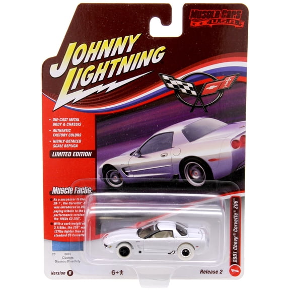 Johnny Lightning Muscle Cars USA 2001 Chevy Corvette Z06 Diecast Car (Version B, Chase)