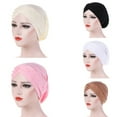 thumbnail image 4 of jiaroswwei Hat Solid Color Beads Women Elastic Head Wrap Cap for Daily Life, 4 of 8