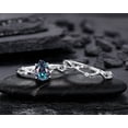 thumbnail image 2 of Pear Cut Alexandrite and Diamond Engagement Ring, 14K White Gold Twig Branch Promise Ring, Silver 925 Wedding Ring Gift For Women, 2 of 5