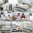 thumbnail image 5 of 3 Piece Sage Green Black Stripe Duvet Cover Set Queen Size,Microfiber Comforter/Quilt Cover with Corner Ties and 2 Pillowcases,Modern Abstract Coarse Striped All Season Bedding with Zipper Closure, 5 of 8